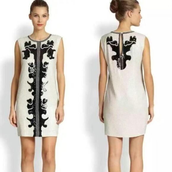 BCBG Maxazaria Geri Sequin Dress Black and White Size Medium - Picture 1 of 10